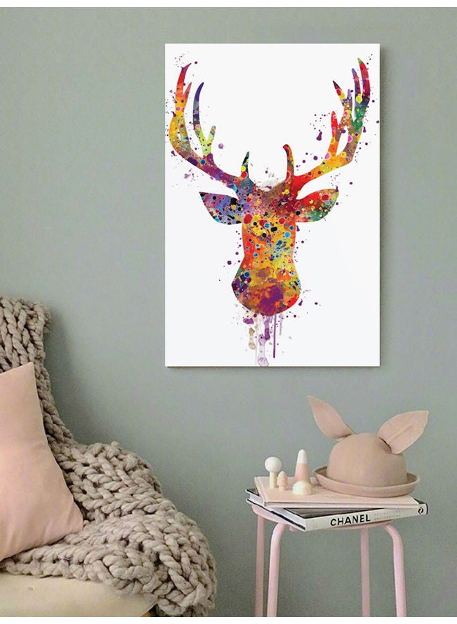 أتيك لوحة فنية جدارية عن الغزال متعدد الألوان 40x60سم - Image 2