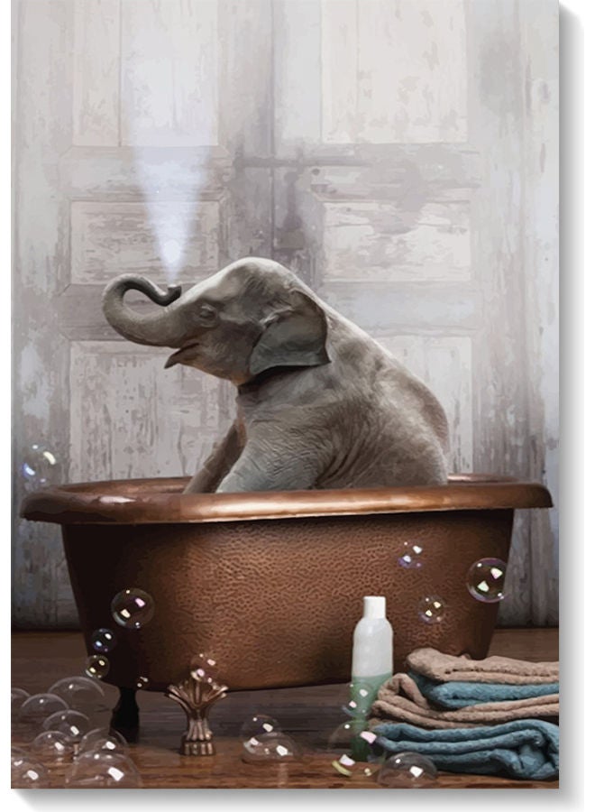 أتيك لوحة فنية بتصميم فيل متعدد الألوان 40x60سم - Image 1