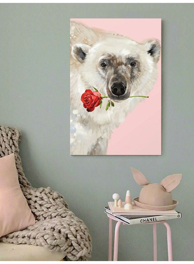 Romantic Polar Bear Wall Art Multicolour 40x60cm