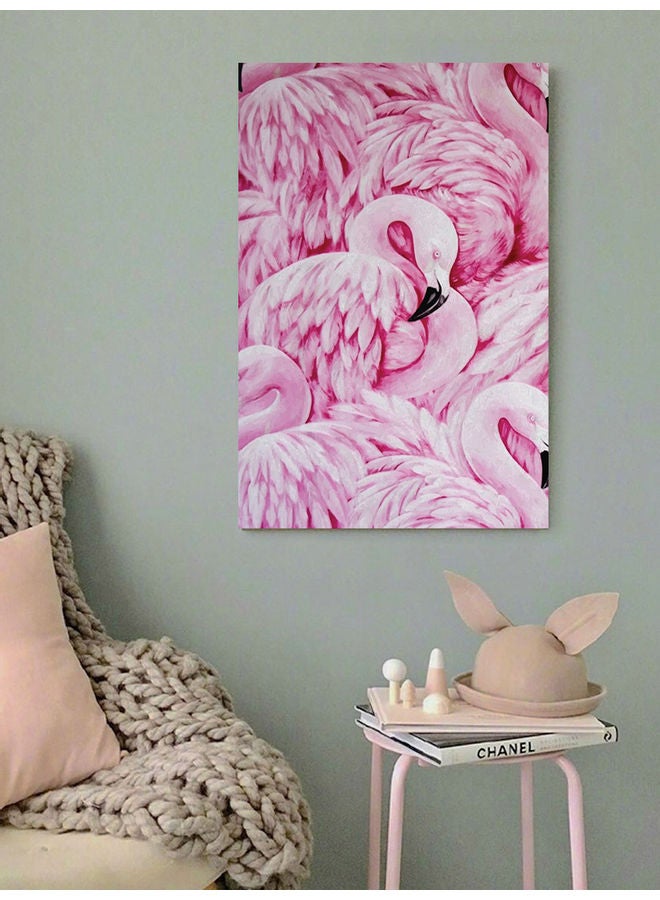 أتيك لوحة فنية جدارية تمثل طائر الفلامنجو متعدد الألوان 40x60سم - Image 2