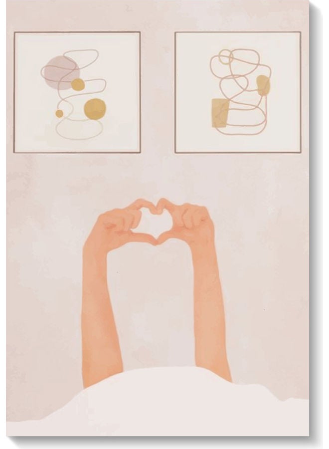 Atiq Hand Heart Wall Art Painting Pink/Brown 40x60cm - Image 1