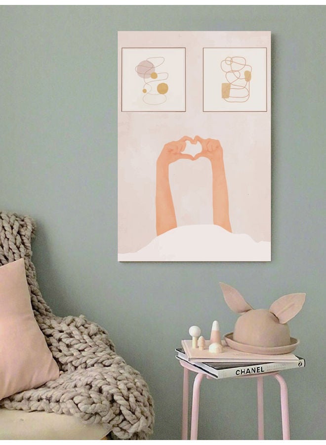 Atiq Hand Heart Wall Art Painting Pink/Brown 40x60cm - Image 2