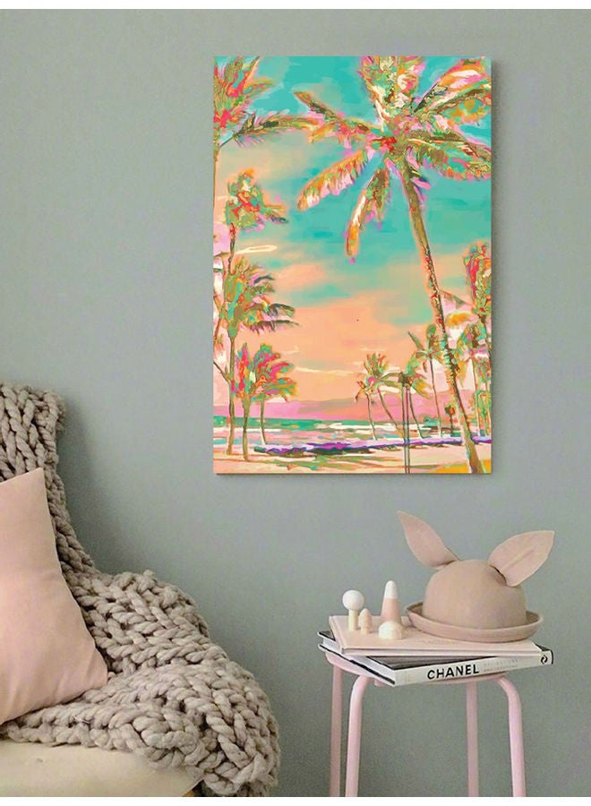 أتيك لوحة فنية لديكور الحائط بتصميم لشاطئ هاواي متعدد الألوان 40x60سم - Image 2