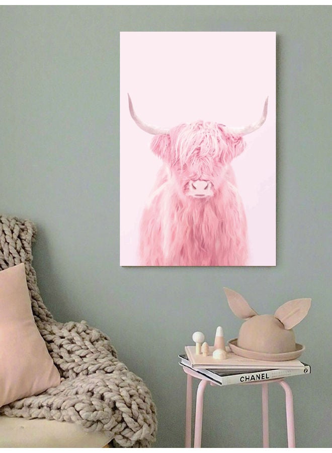 أتيك لوحة فنية لديكور الحائط برسمة ثور وردي 40x60سم - Image 2