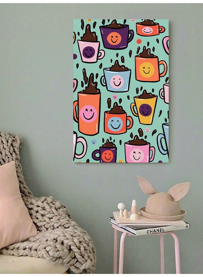 أتيك لوحة فنية لديكور الحائط تمثل عشاق القهوة متعدد الألوان 40x60سم - Image 2