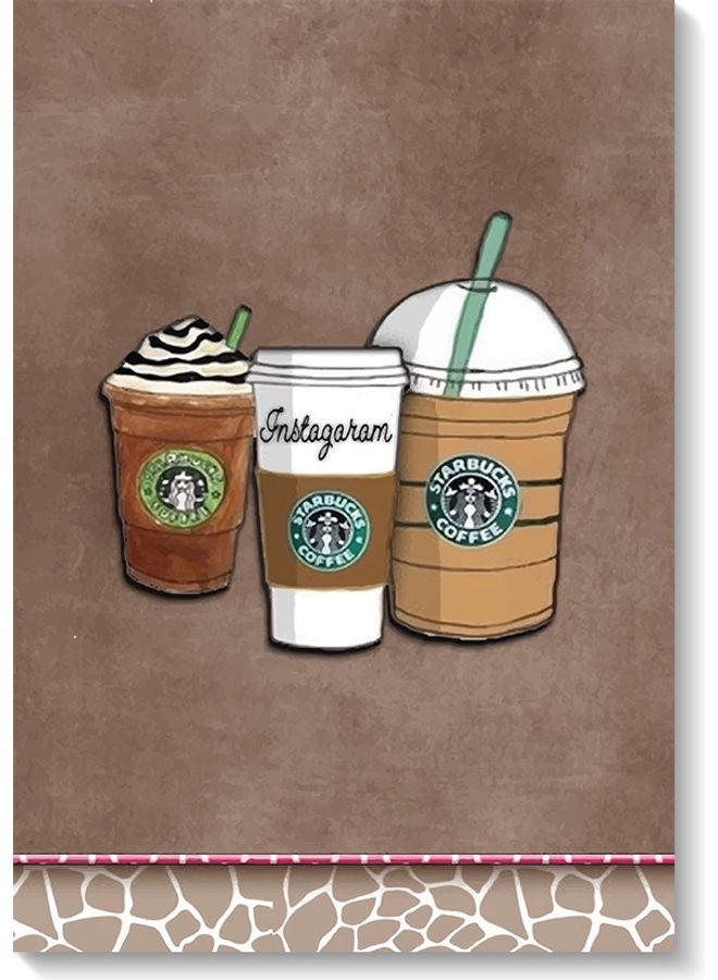Atiq Starbucks Lovers Themed Wall Painting Brown/White/Green 40x60cm - Image 1