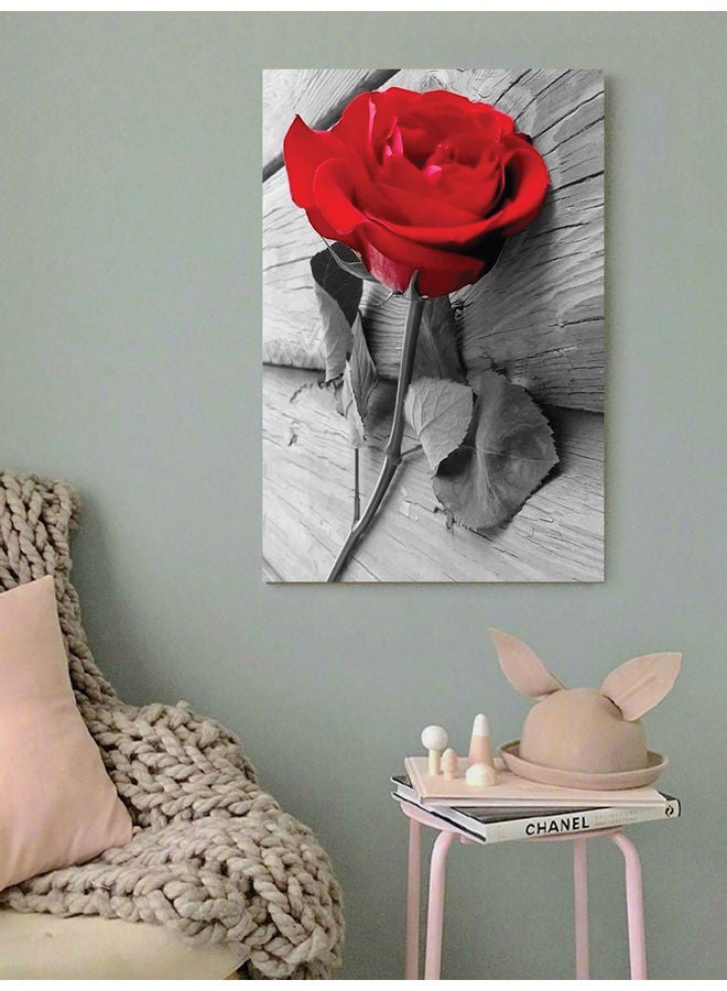 Atiq Rose Themed Wall Painting Grey/Red 40x60cm - Image 3
