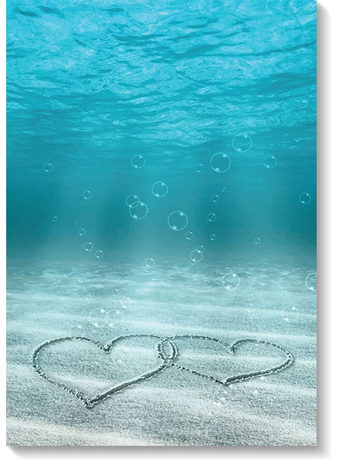 أتيك لوحة جدارية بتصميم قلب حب أزرق/ أبيض 40x60سم  - Image 1