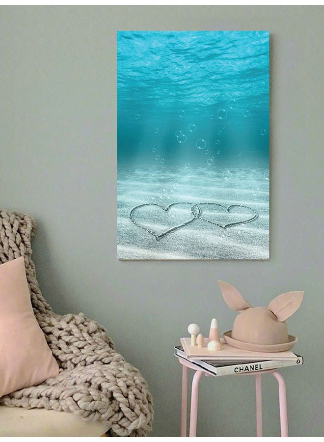 أتيك لوحة جدارية بتصميم قلب حب أزرق/ أبيض 40x60سم  - Image 3