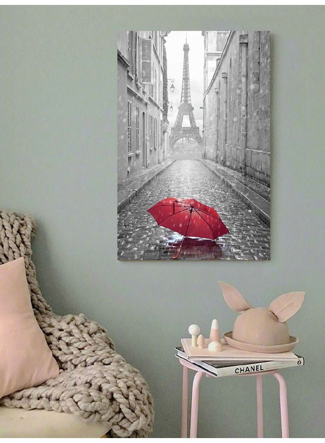 Atiq Eiffel Tower Themed Wall Painting Grey/Red 40x60cm - Image 3