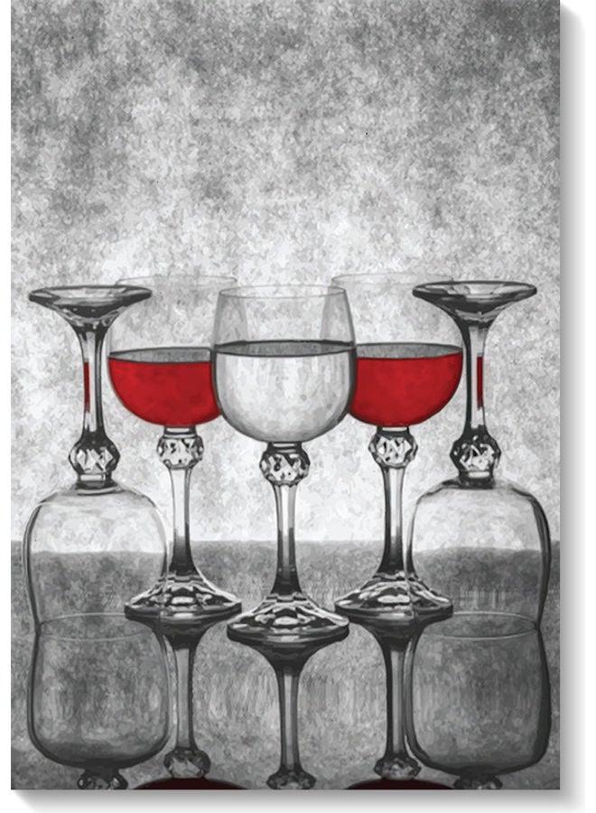 أتيك لوحة فنية لديكور الحائط بتصميم كؤوس رمادي/أحمر 40x60سم - Image 1