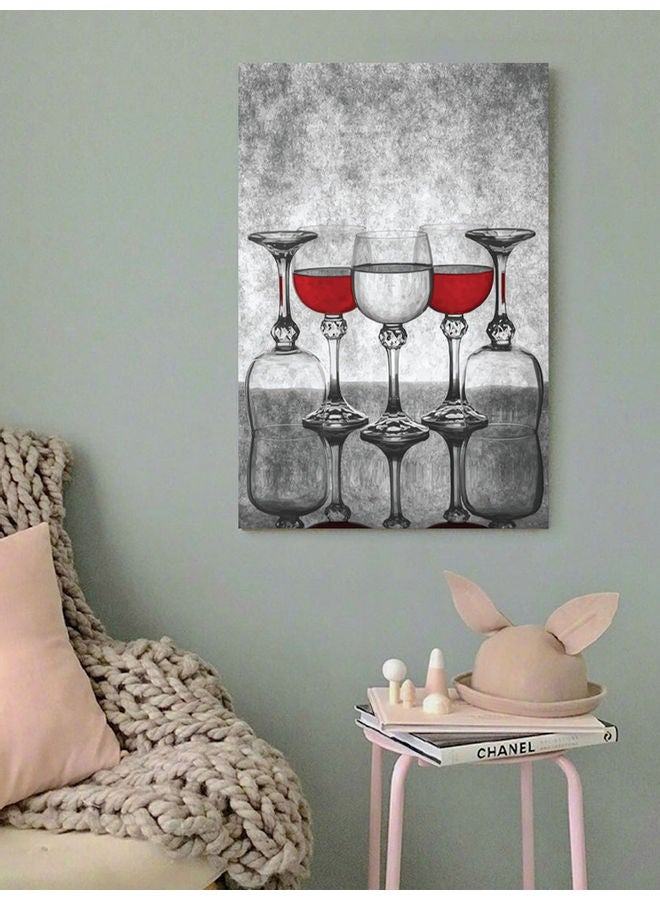 أتيك لوحة فنية لديكور الحائط بتصميم كؤوس رمادي/أحمر 40x60سم - Image 3
