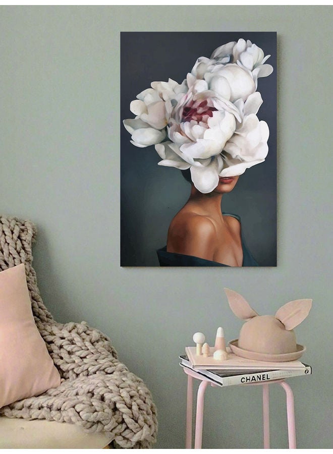 Atiq Flower Girl Printed Wall Art Grey/Beige/White 40x60cm  - Image 3