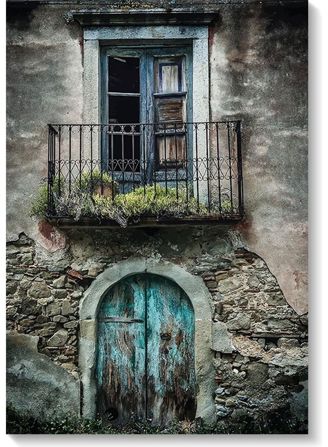 أتيك لوحة فنية بتصميم منزل قديم متعدد الألوان 40x60سم - Image 1