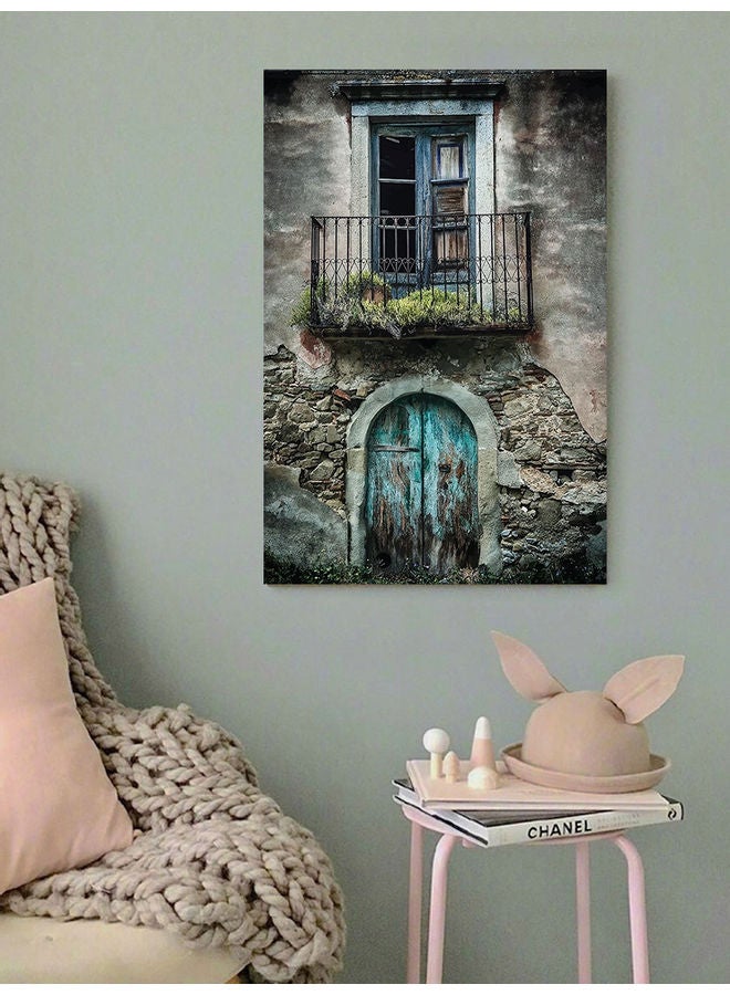 أتيك لوحة فنية بتصميم منزل قديم متعدد الألوان 40x60سم - Image 2