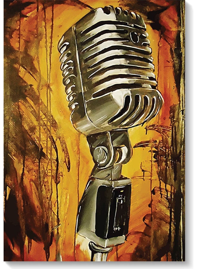 Atiq Microphone Wall Art Multicolour 40x60cm - Image 1
