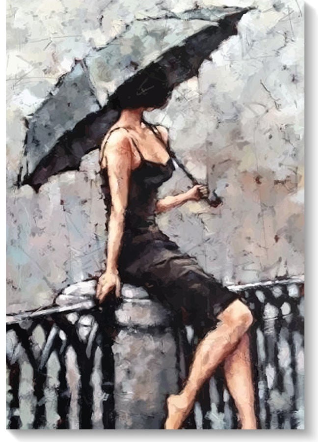 أتيك لوحة فنية لديكور الحائط تمثل امرأة أنيقة متعدد الألوان 40x60سم - Image 1