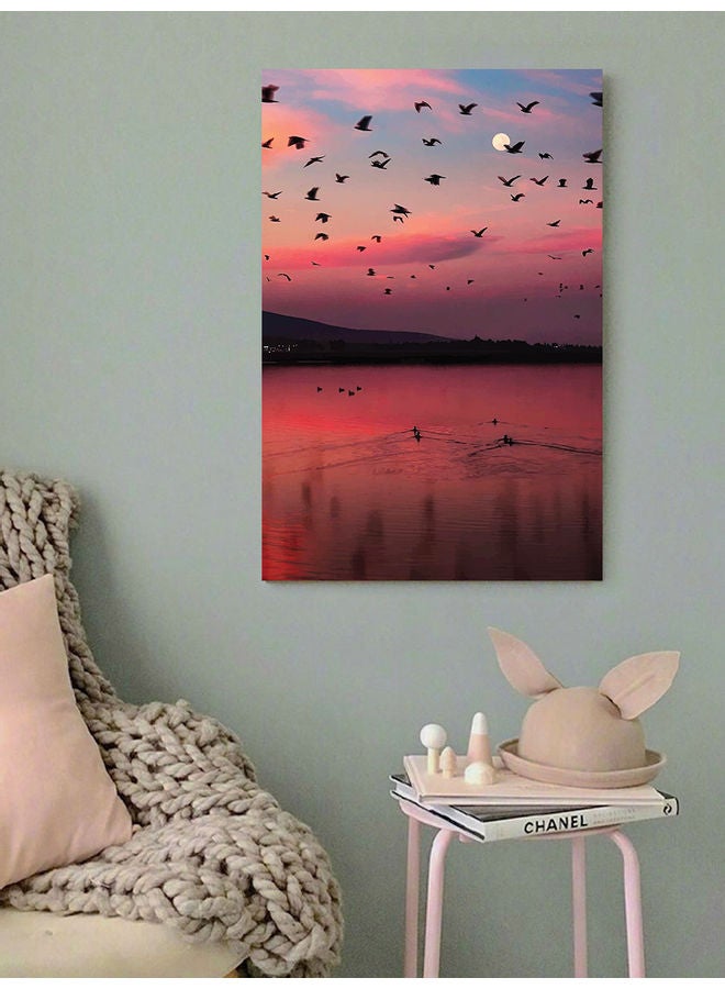 أتيك لوحة فنية بتصميم غروب الشمس. متعدد الألوان - Image 2