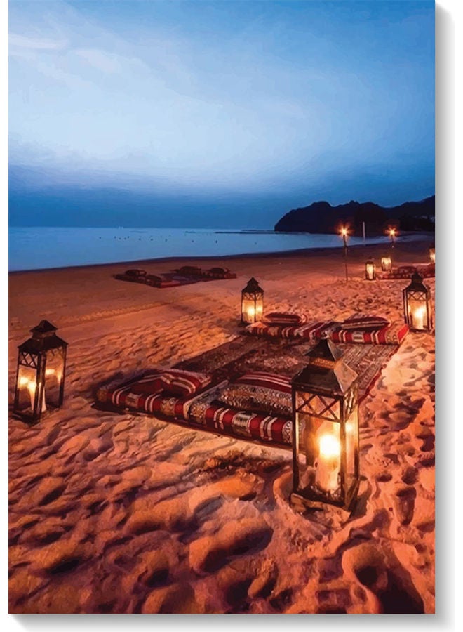 أتيك لوحة فنية بتصميم شاطئ متعدد الألوان 40x60سم - Image 1