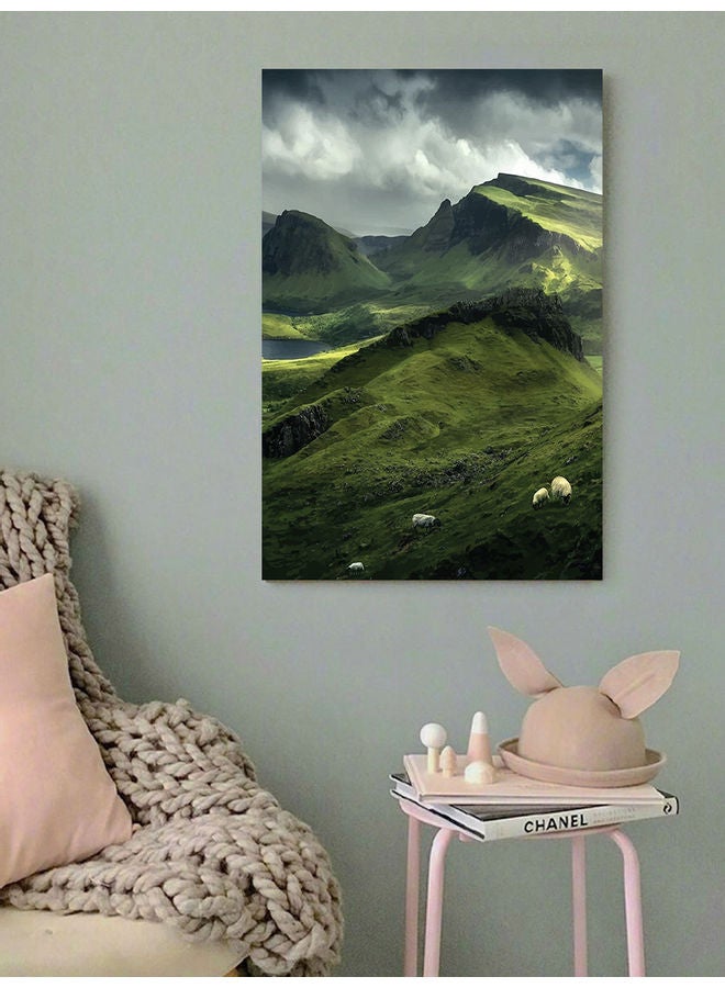 Atiq Green Mountains Wall Art Multicolour 40x60cm - Image 2