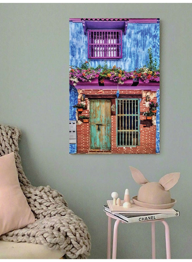 أتيك لوحة فنية بتصميم منزل غير تقليدي متعدد الألوان 40x60سم - Image 2