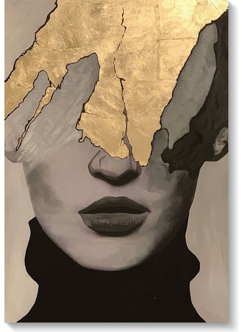 لوحة فنية لتزيين الجدار رمادي/أسود/ذهبي 40x60سم