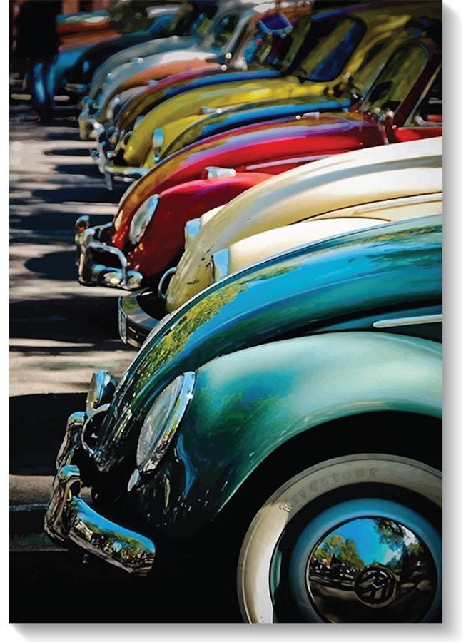 Atiq Volkswagen Cars Wall Art Multicolour 40x60cm - Image 1