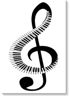 Atiq Musical Note Printed Wall Art Black/White 40x60cm  - Image 1