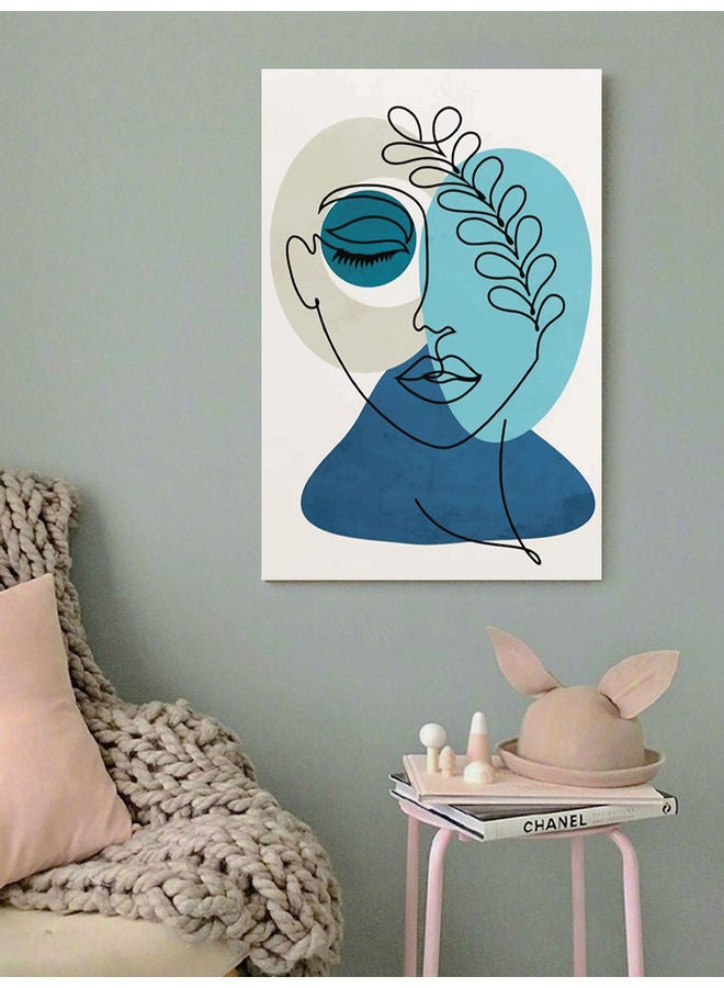 Atiq Face Abstract Printed Wall Art White/Grey/Blue 40x60cm - Image 3