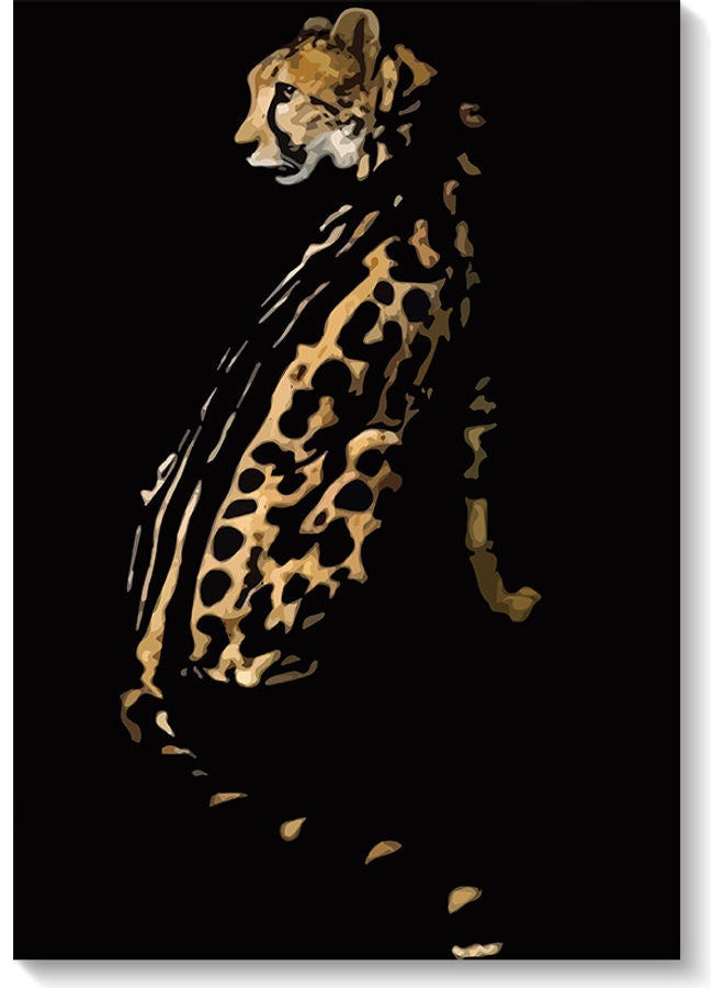 أتيك لوحة فنية بطبعة فهد أسود/ أصفر 40x60سم  - Image 1