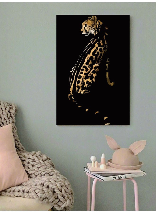 أتيك لوحة فنية بطبعة فهد أسود/ أصفر 40x60سم  - Image 3
