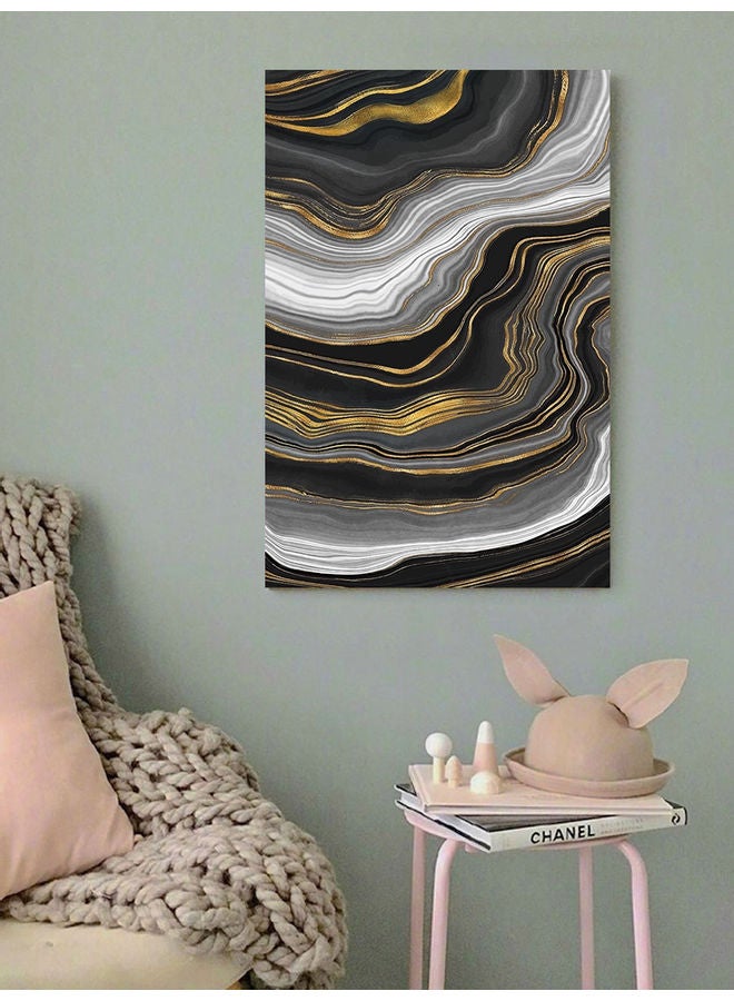 أتيك لوحة فنية لديكور الحائط بطبعة تصميم بألوان مائية أسود/ذهبي/رمادي 40x60سم - Image 3