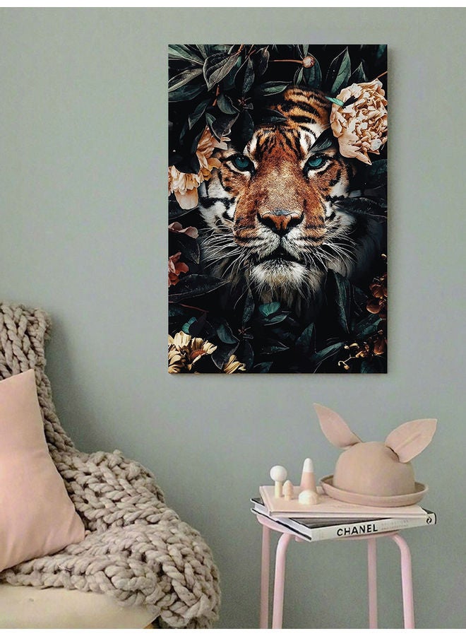 أتيك لوحة فنية لديكور الحائط بطبعة نمر بني/بيج/أخضر 40x60سم - Image 3