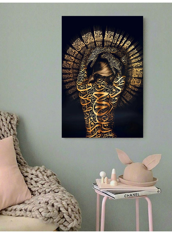 أتيك لوحة فنية لديكور الحائط تمثل امرأة مزينة بالخط العربي متعدد الألوان 40x60سم - Image 2