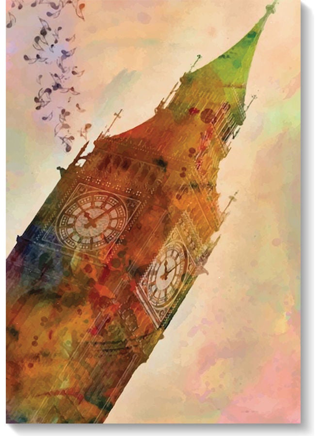 أتيك لوحة فنية بتصميم ساعة بيج بن متعدد الألوان 40x60سم - Image 1