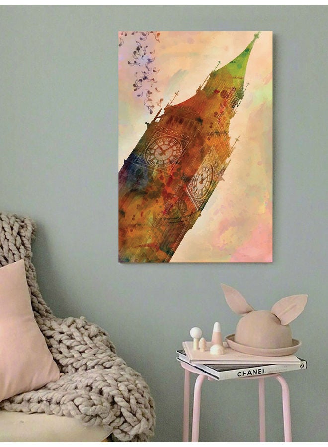 أتيك لوحة فنية بتصميم ساعة بيج بن متعدد الألوان 40x60سم - Image 3