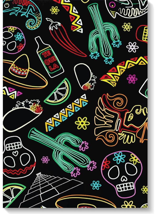 أتيك لوحة فنية بتصميم أيقونات مكسيكية متعدد الألوان 40x60سم - Image 1