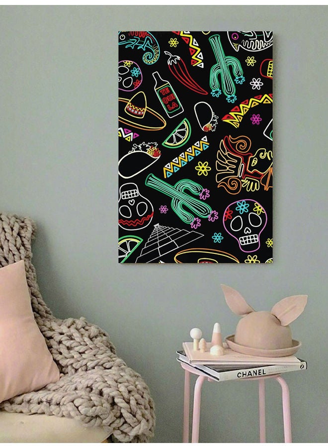 أتيك لوحة فنية بتصميم أيقونات مكسيكية متعدد الألوان 40x60سم - Image 3