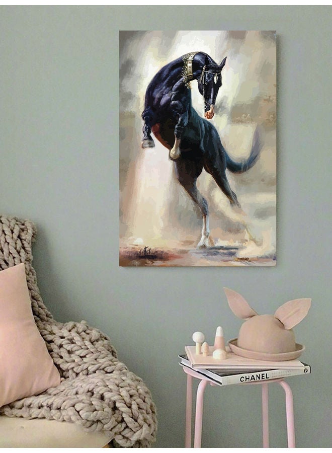 أتيك لوحة فنية على شكل حصان متعدد الألوان 40x60سم - Image 3