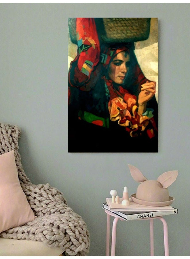 أتيك لوحة فنية لديكور الحائط تمثل امرأة بدوية متعدد الألوان 40x60سم  - Image 3