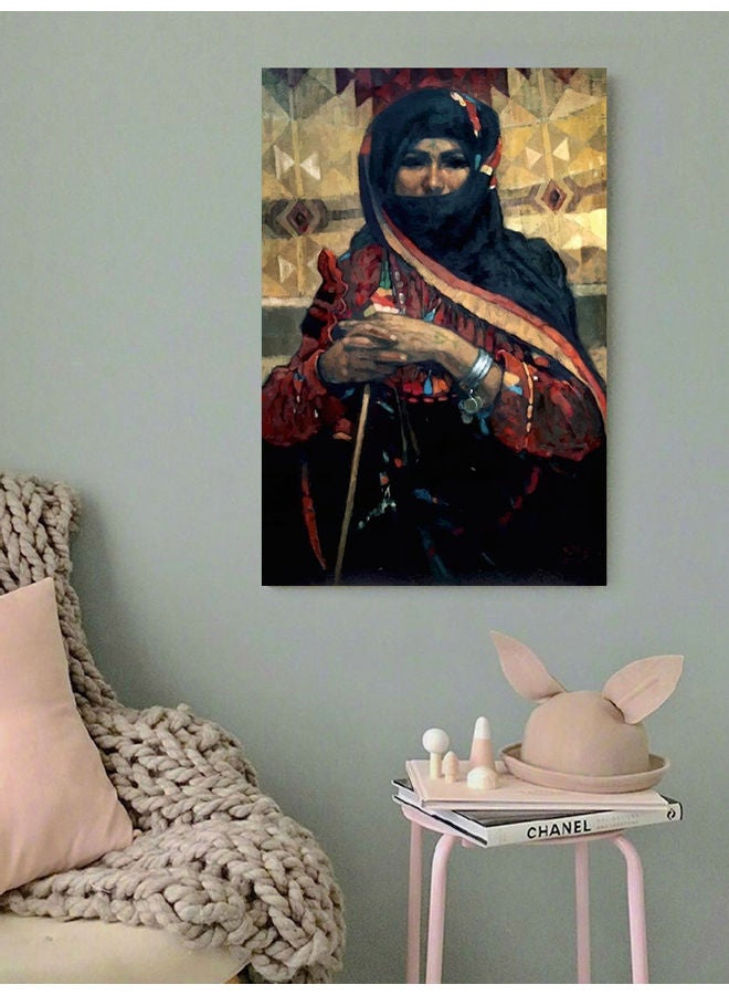 Atiq Bedouin Woman Themed Wall Art Painting Multicolour 40x60cm - Image 3
