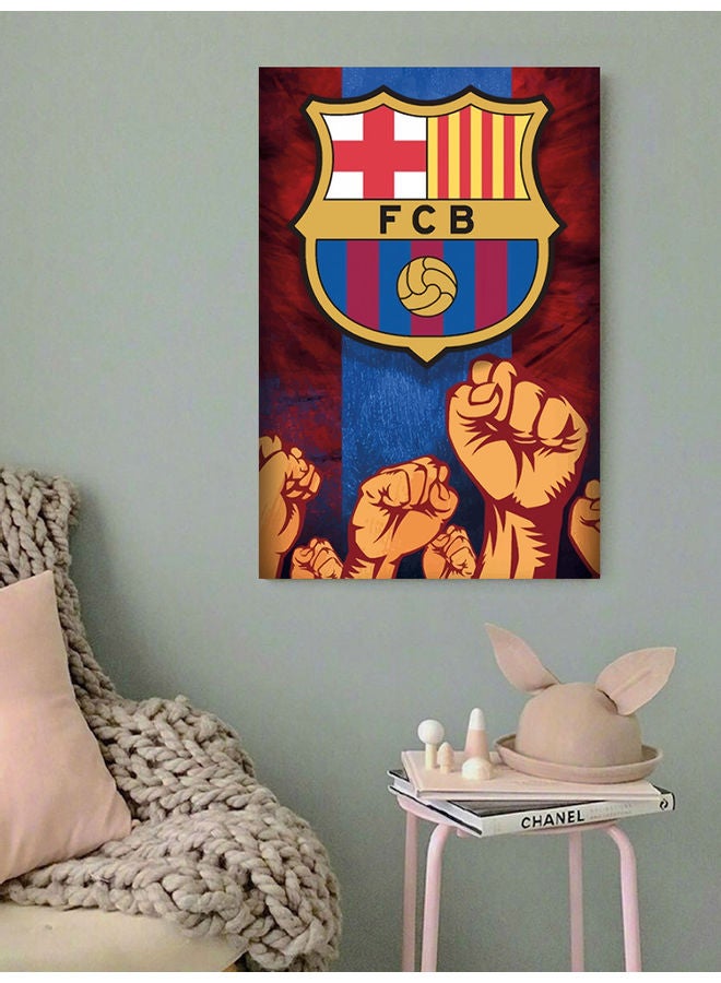 أتيك لوحة فنية جدارية تمثل شعار نادي برشلونة متعدد الألوان 40x60سم  - Image 3
