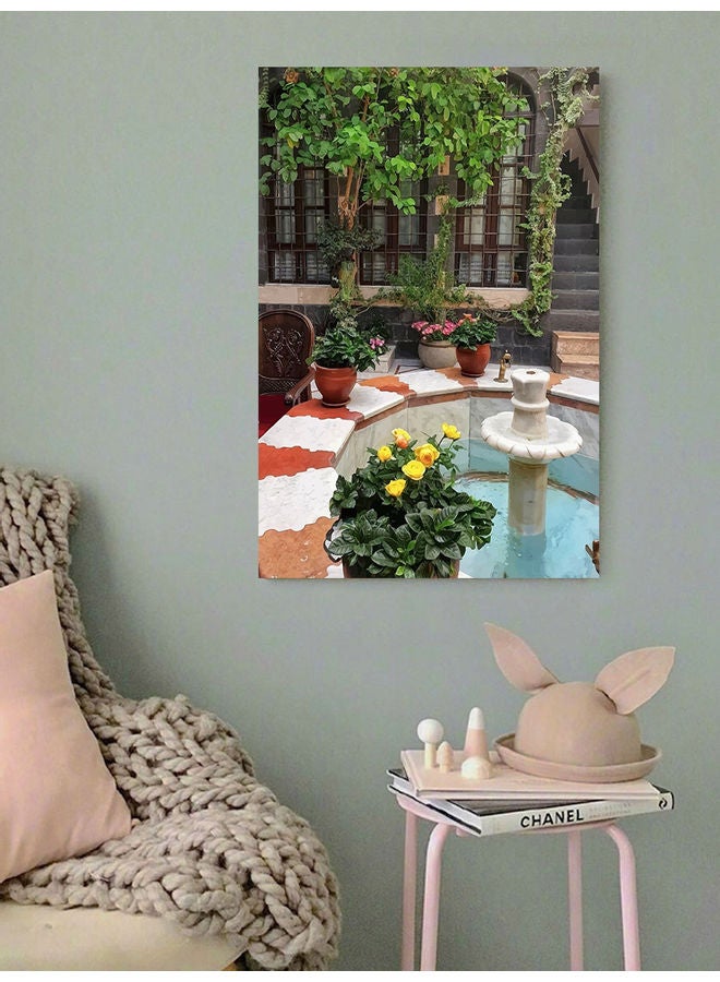 أتيك لوحة فنية لديكور الحائط برسمة منزل سوري قديم متعدد الألوان 40x60سم - Image 3