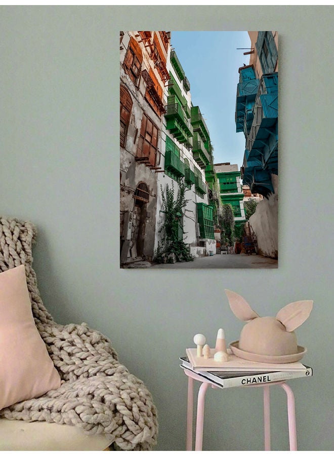 أتيك لوحة فنية لديكور الحائط تمثل مدينة جدة القديمة متعدد الألوان 40x60سم - Image 3