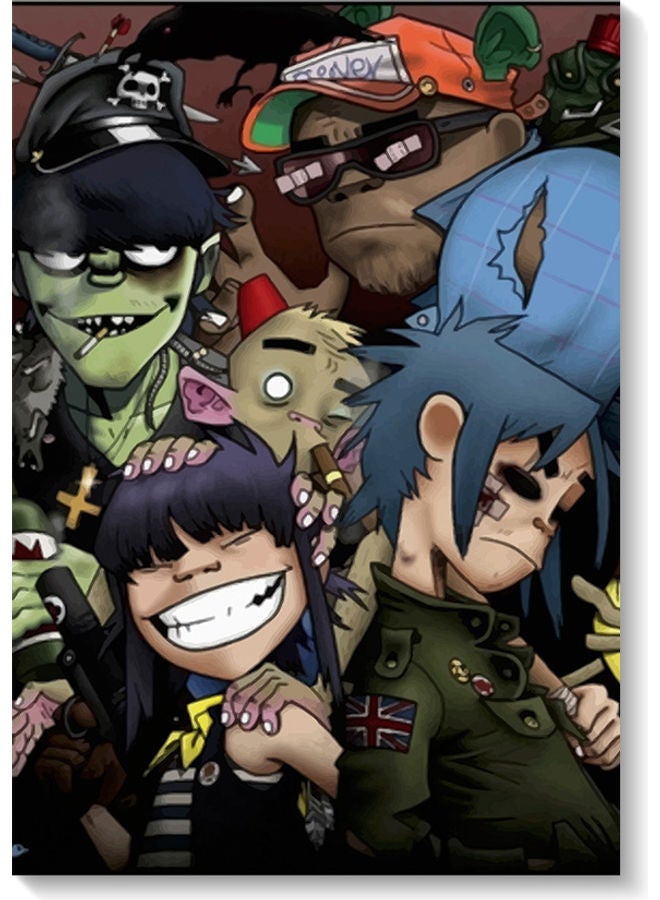 أتيك لوحة فنية بتصميم فرقة غوريلاز متعدد الألوان 40x60سم - Image 1