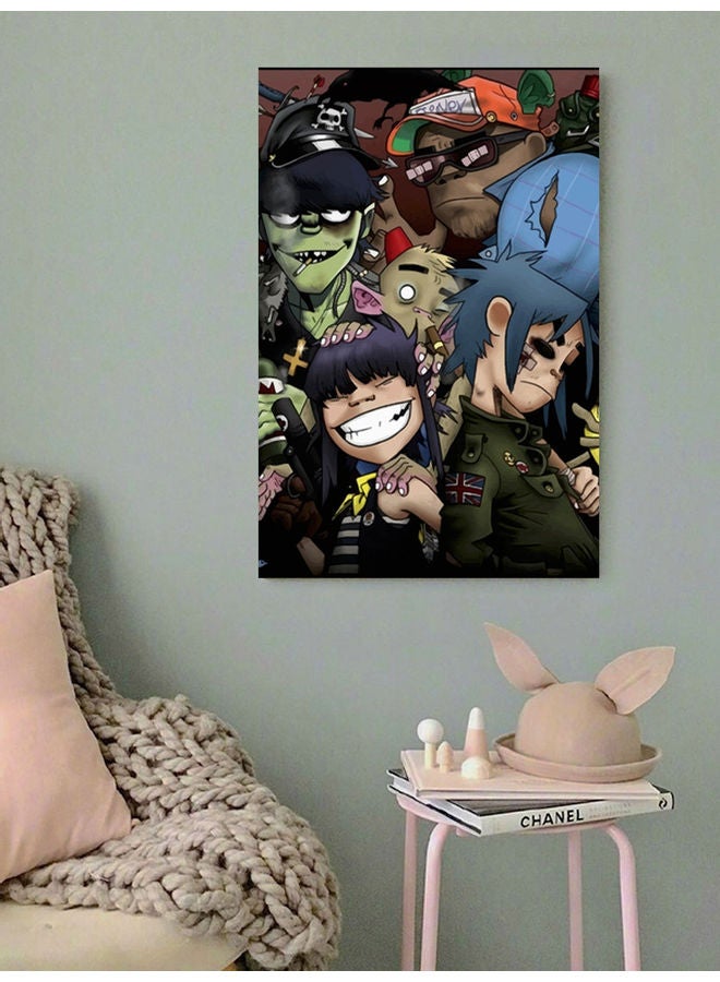 أتيك لوحة فنية بتصميم فرقة غوريلاز متعدد الألوان 40x60سم - Image 2