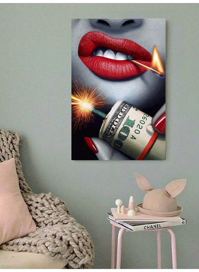 أتيك لوحة فنية بتصميم يمثل شفاه متعدد الألوان 40x60سم - Image 2