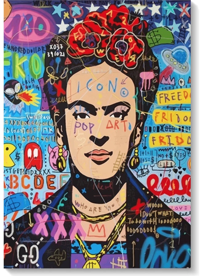 أتيك لوحة فنية بتصميم شخصية فريدا كاهلو متعدد الألوان 40x60سم - Image 1
