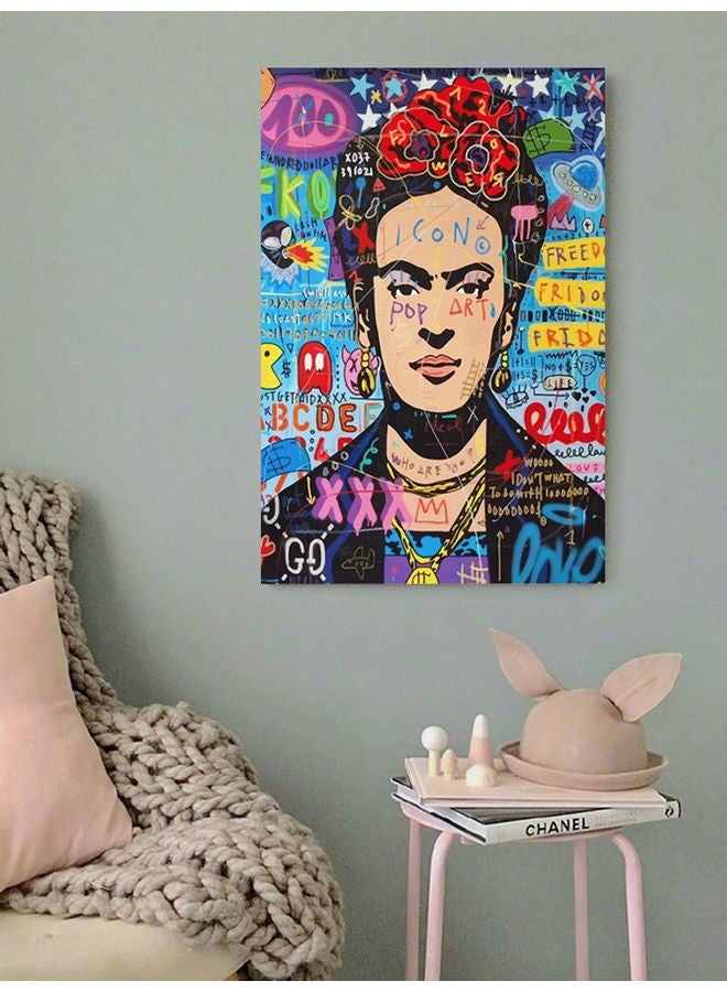 أتيك لوحة فنية بتصميم شخصية فريدا كاهلو متعدد الألوان 40x60سم - Image 2
