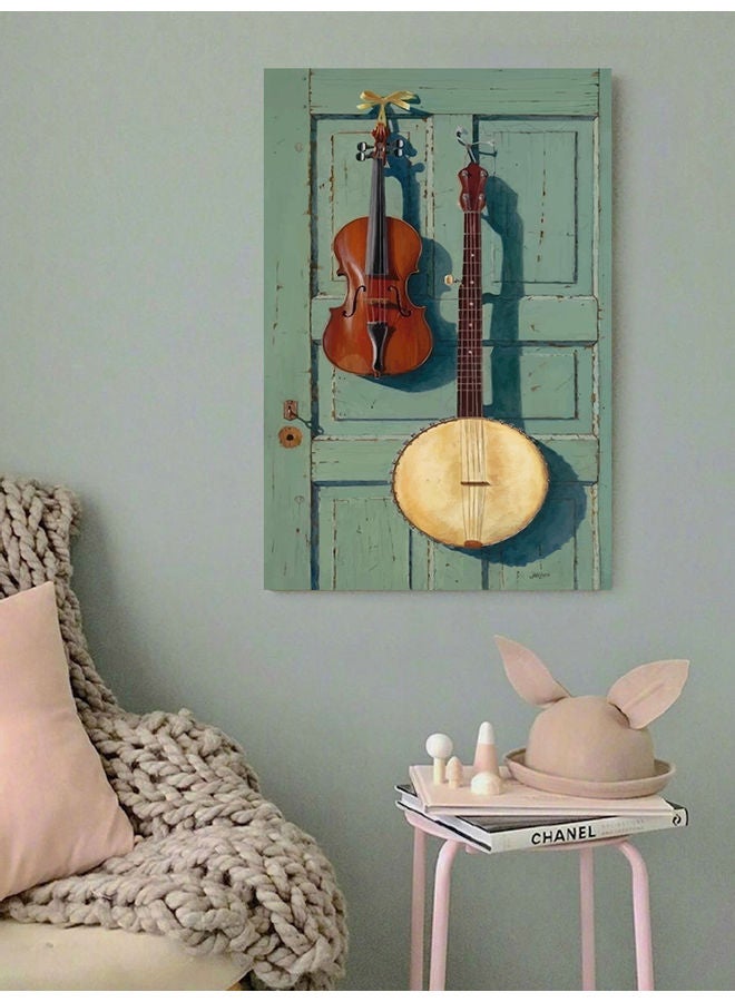 Atiq Violin And Banjo Wall Art Multicolour 40x60cm - Image 2